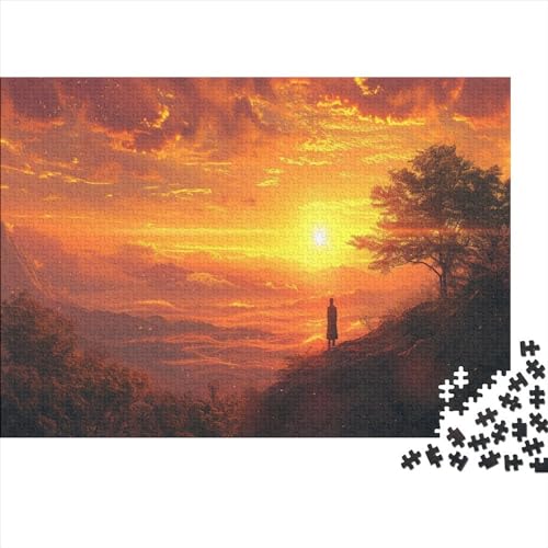 Sunset Glow 1000 Teile Puzzle Für Kinder Und Erwachsene Ab 14 Jahren Mountain Skyline Holzpuzzle Herausfordernd Denkspiel 1000pcs (75x50cm) von YiWanLiu