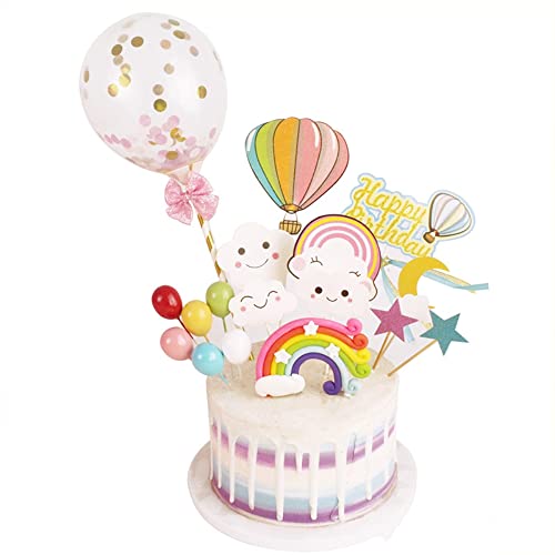 Kuchendeko,Cake-Topper,Tortendeko Geburtstag Haarball Luftballons Wolken Kuchen Topper Geburtstag Tortendekoration für Kinder Mädchen Junge Frauen Geburtstag Kuchen Hochzeit andere Party von YiYaO