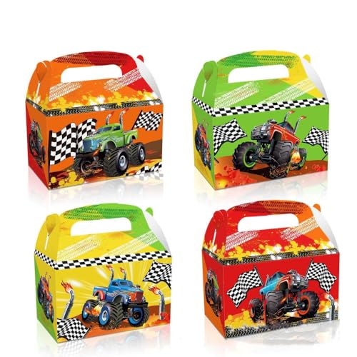 Racing Geschenkbox Rennen Party Geschenkbox, Geschenktüten Kindergeburtstag Bunte kreative Geschenktaschen, Papier Süßigkeiten Tasche Kinder Geschenk Party Zubehör 12 Pcs von YiYaO