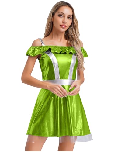 YiZYiF Damen Alien Kostüm Metallic Space Girl Kleid Weltall Kämpferin Verkleidung Glitzer Fasching Halloween Partykleid Schulterfrei Leuchtendes Grün S YiZYiF Damen Alien Kostüm Metallic Space Girl Kleid Weltall Kämpferin Verkleidung Glitzer Fasching Halloween Partykleid Schulterfrei Leuchtendes Grün S von YiZYiF