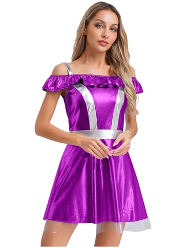YiZYiF Damen Alien Kostüm Metallic Space Girl Kleid Weltall Kämpferin Verkleidung Glitzer Fasching Halloween Partykleid Schulterfrei Violett M YiZYiF Damen Alien Kostüm Metallic Space Girl Kleid Weltall Kämpferin Verkleidung Glitzer Fasching Halloween Partykleid Schulterfrei Violett M von YiZYiF