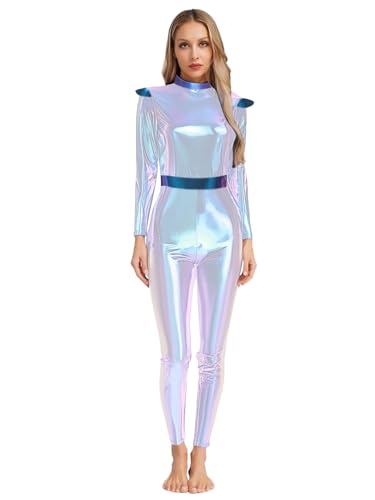 YiZYiF Damen Kostüm Alien Space Metallic 3D Mechanischer Roboter Jumpsuit Karneval Halloween Cosplay Ganzkörperanzug Glänzend-Silber XXL YiZYiF Damen Kostüm Alien Space Metallic 3D Mechanischer Roboter Jumpsuit Karneval Halloween Cosplay Ganzkörperanzug Glänzend-Silber XXL von YiZYiF