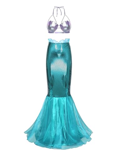 YiZYiF Damen Meerjungfrau Kostüm Perlen Muschel Bra Fischschwanz Maxirock Set Mermaid Bikini Strandmode Karneval Typ A XL YiZYiF Damen Meerjungfrau Kostüm Perlen Muschel Bra Fischschwanz Maxirock Set Mermaid Bikini Strandmode Karneval Typ A XL von YiZYiF
