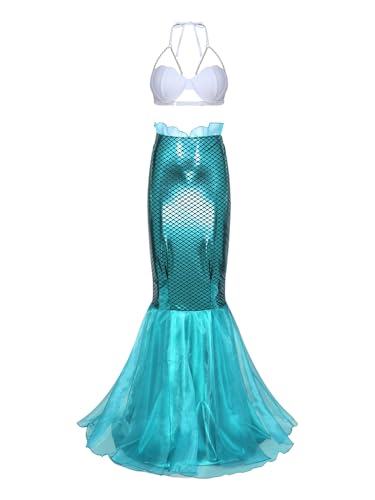 YiZYiF Damen Meerjungfrau Kostüm Perlen Muschel Bra Fischschwanz Maxirock Set Mermaid Bikini Strandmode Karneval Typ D XL YiZYiF Damen Meerjungfrau Kostüm Perlen Muschel Bra Fischschwanz Maxirock Set Mermaid Bikini Strandmode Karneval Typ D XL von YiZYiF
