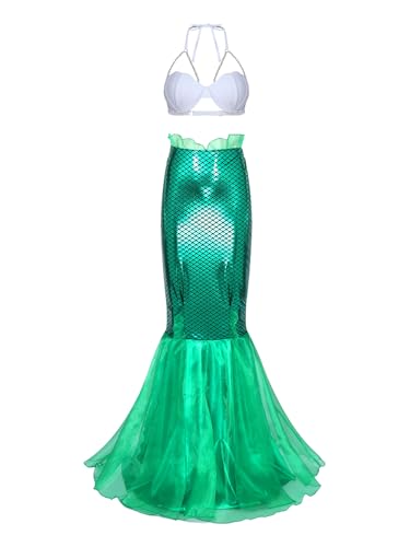 YiZYiF Damen Meerjungfrau Kostüm Perlen Muschel Bra Fischschwanz Maxirock Set Mermaid Bikini Strandmode Karneval Typ E L YiZYiF Damen Meerjungfrau Kostüm Perlen Muschel Bra Fischschwanz Maxirock Set Mermaid Bikini Strandmode Karneval Typ E L von YiZYiF