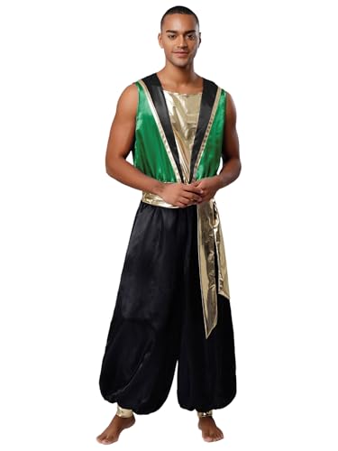YiZYiF Herren Arabisches Kostüm Arabischer Prinz Orient Märchen Cosplay Kleidung Overall Haremshose Fasching Halloween Kostüm Grün XL YiZYiF Herren Arabisches Kostüm Arabischer Prinz Orient Märchen Cosplay Kleidung Overall Haremshose Fasching Halloween Kostüm Grün XL von YiZYiF