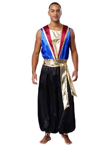 YiZYiF Herren Arabisches Kostüm Arabischer Prinz Orient Märchen Cosplay Kleidung Overall Haremshose Fasching Halloween Kostüm Blau XL YiZYiF Herren Arabisches Kostüm Arabischer Prinz Orient Märchen Cosplay Kleidung Overall Haremshose Fasching Halloween Kostüm Blau XL von YiZYiF