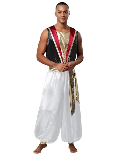 YiZYiF Herren Arabisches Kostüm Arabischer Prinz Orient Märchen Cosplay Kleidung Overall Haremshose Fasching Halloween Kostüm Schwarz L YiZYiF Herren Arabisches Kostüm Arabischer Prinz Orient Märchen Cosplay Kleidung Overall Haremshose Fasching Halloween Kostüm Schwarz L von YiZYiF