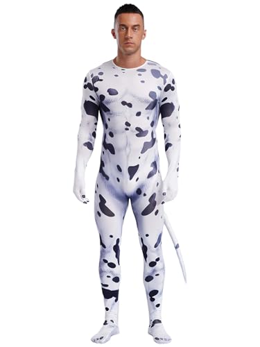 YiZYiF Herren Overall Tiere Kostüm 3D Muskel Druck Jumpsuit Skinny Ganzkörper Halloween Fasching Kostüm Cosplay Bühnenshow Outfit C 3XL von YiZYiF