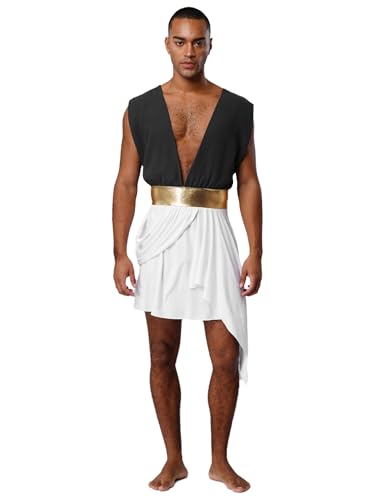 YiZYiF Herren Römer Kostüm Grieche Gott Griechische Antike Kostüm Toga Klit mit Tiefem V-ausschnitt Halloween Fasching Kostüm YiZYiF Herren Römer Kostüm Grieche Gott Griechische Antike Kostüm Toga Klit mit Tiefem V-ausschnitt Halloween Fasching Kostüm von YiZYiF