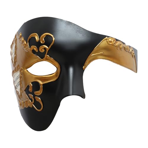 YiZYiF Steampunk Maske Maskerade Augenmaske Venezianische Halbe Gesichtsmaske Phantom Maske für Mardi Gras Party Maskerade Schwarz One Size von YiZYiF