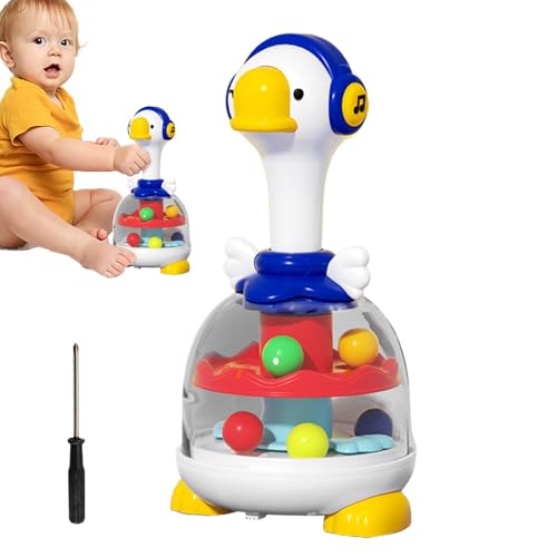 Yianyal Ball-Popper-Spielzeug für Kinder, Drück- und Drehspielzeug,Enten-Popping-Ball-Spinner-Spielzeug - Sound- und Lichtball-Spring-Spinner-Spielzeug, interaktives Rebound-Design für Zuhause von Yianyal