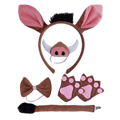 Yianyal Halloween-Warzenschweine-Kostüm-Set, Tier-Cosplay-Kostüm | Dress up Halloween Warthogs Cosplay Kit | Kostümset aus atmungsaktivem Stoff für Halloween-Kostümpartys, Cosplay-Partys und von Yianyal