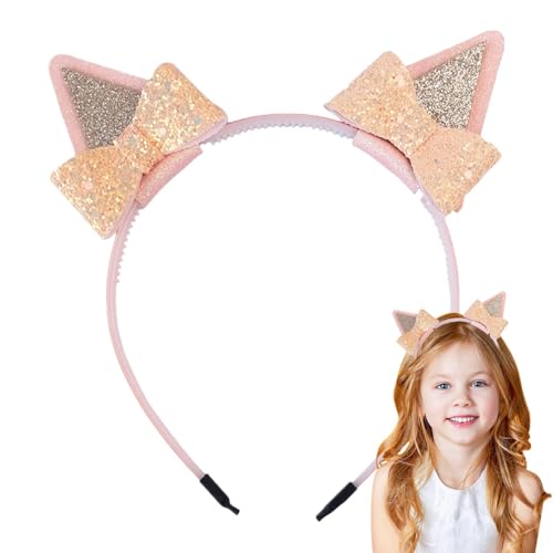 Yianyal Hundeohren Stirnband | Pailletten Tierohren Haarband | Cosplay Kostüm Kopfbedeckung mit Schleife Dress Up Kostüm Zubehör für Mädchen von Yianyal