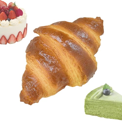 Yianyal Simulation Croissant Brot | Realistisches krustiges Brot - Lebensmittelmodell, Home Kitchen Desk Fenster Geschäfte Probe Display für Bäckerei von Yianyal