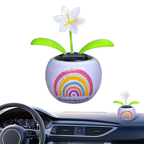 Yianyal Tanzendes Blumenspielzeug – solarbetriebene Blume, schüttelnder Kopf, Ornament in bunten Töpfen, Auto-Dekoration, Solar-Wackelköpfe für Zuhause und Auto von Yianyal