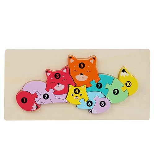 Yianyal Tierpuzzle für Kleinkinder, Holzpuzzles für Kinder, pädagogisches niedliches Tierpuzzle zum Lernen, Farben und Formen von Yianyal