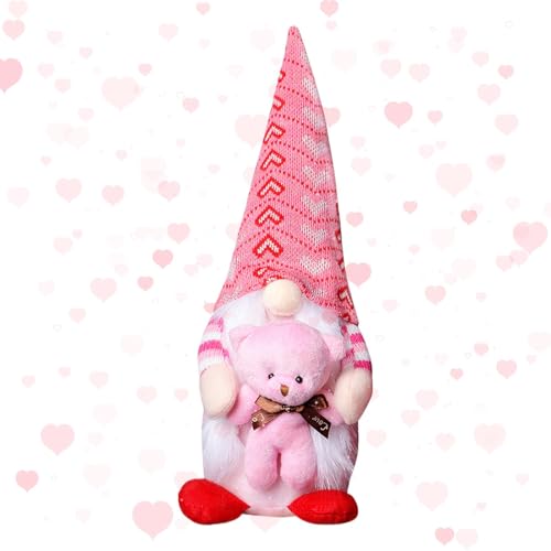 Yianyal Valentines Day Plush Gnomes - Stuffed Gnomes Decorations Pink Faceless Gnome Doll | Knitted Plush Doll Romantic Table Decorations for Bedroom von Yianyal