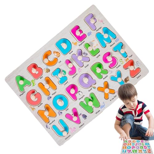 Yianyal Wooden Toddler Puzzles | Fine Motor Skill Learning Wooden Puzzles - Educational Peg Puzzles Peg Board for Birthday New Year Christmas Easter von Yianyal