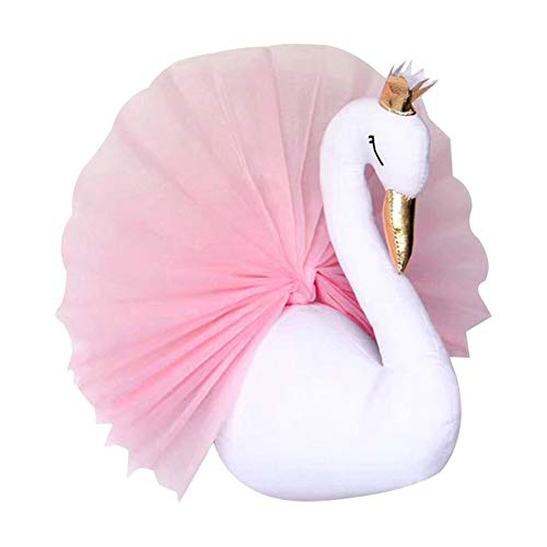 Yicare Wanddeko Kinderzimmer Kleine Schwan mit Gaze Kleid Wand Hanging Ornament Kinderzimmer Dekor Tierkopf Für Kinderzimmer Wanddeko Tierkopf Für Kinderzimmer von Yicare