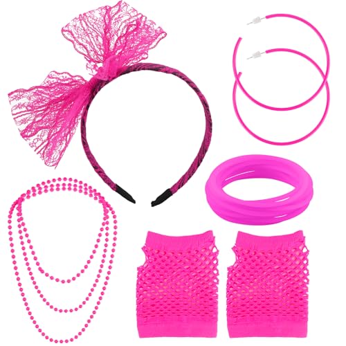 80er Jahre Outfit Damen,90Er Jahre Accessoires,80Er Jahre Accessoires,5 Stück Heißes Rosa,90Er Jahre Outfit Damen,90 Er Jahre Party Kleidung,80 Jahre Outfit Damen,80Iger Jahre Outfit Damen,Accessories von Yicelerate