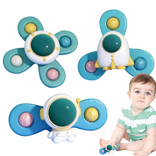 Yidueace Babysaugspinnerspielzeug, Spinner -Saugspielzeug für Baby | Kleine rotierende sensorische Zappel für Kinder,Neuheit Spinner Kleinkindspielzeug mit Saugnapfbecher, Raumthema Sensorisches von Yidueace