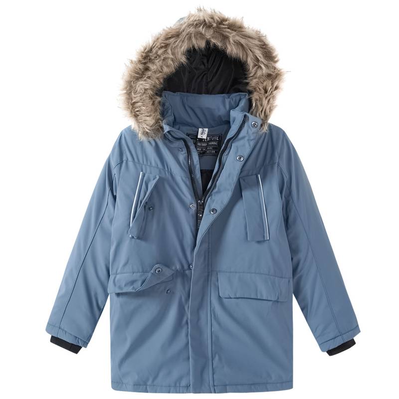 Jungen Winterjacke mit abnehmbarem Fellimitat von Yigga