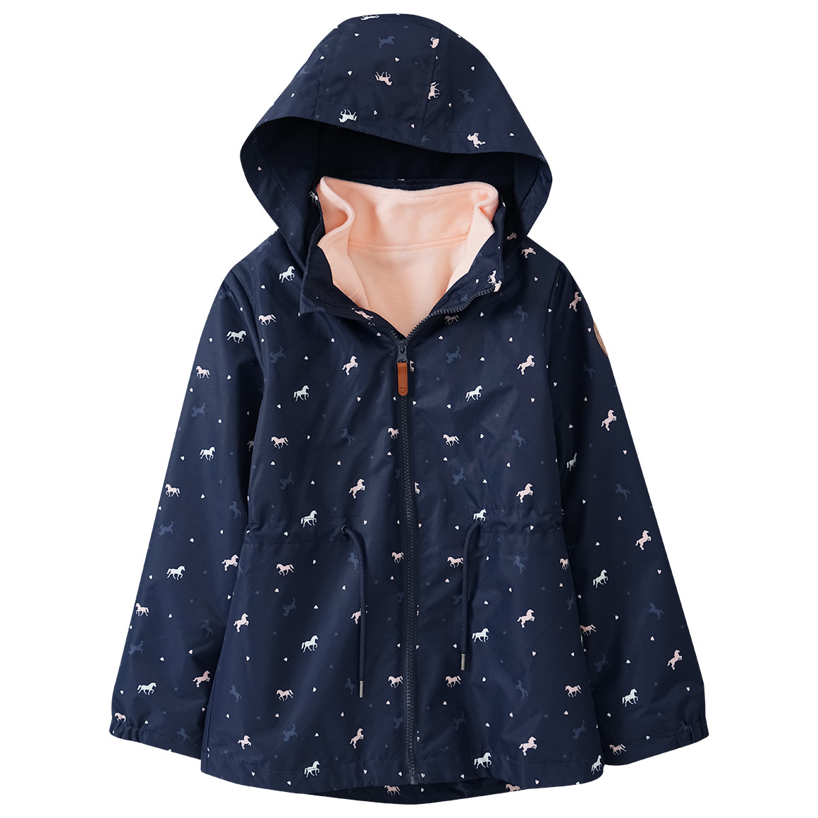 Mädchen 3-in-1 Jacke mit Pferde-Allover von Yigga