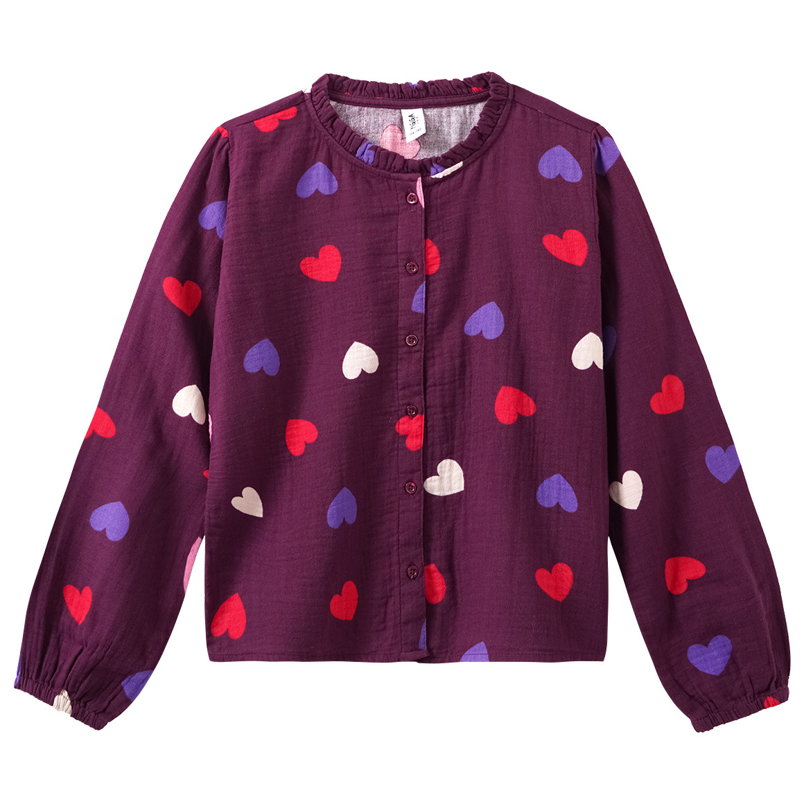 Mädchen Musselin-Bluse mit Herz-Allover Mädchen Musselin-Bluse mit Herz-Allover von Yigga
