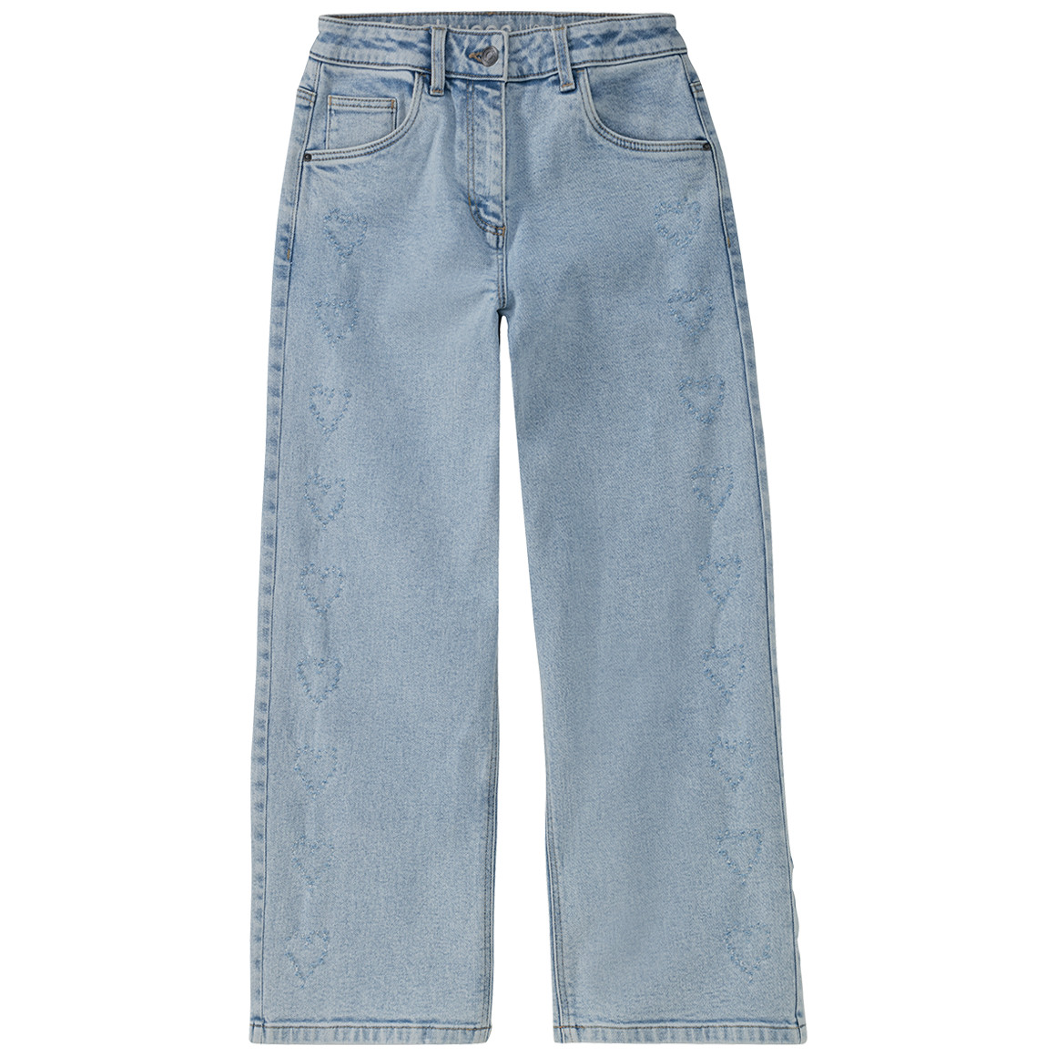 Mädchen Wide-Leg-Jeans mit dezenten Herzen von Yigga