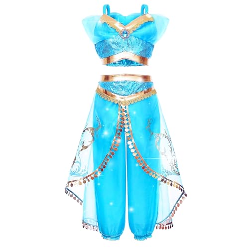 Yigoo Prinzessin Kostüm Mädchen Jasmin Kostüm Kinder Frauen Aladdin Kleid Weihnachten Verkleidung Karneval Party Halloween Fest 110 von Yigoo