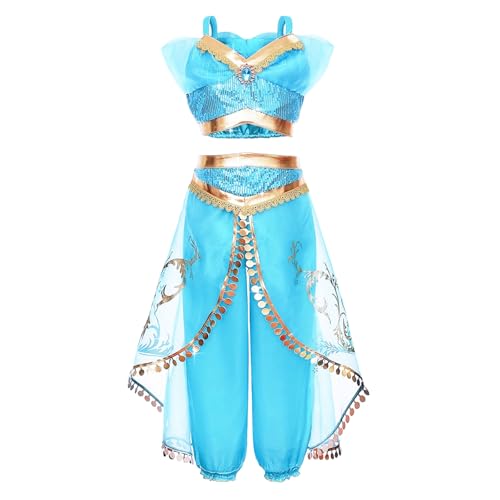 Yigoo Prinzessin Kostüm Mädchen Jasmin Kostüm Kinder Frauen Aladdin Kleid Weihnachten Verkleidung Karneval Party Halloween Fest 150 von Yigoo