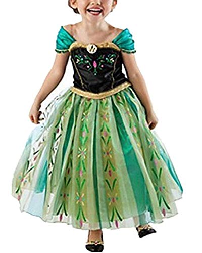 Yigoo Anna Kostüm Mädchen,Prinzessin Kleid Mädchen Kinder mit elsa kostüm Geschenke Accessoires- Perücke,Zauberstab,Krone,Kopfschmuck 100 von Yigoo