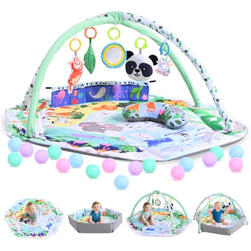 Faltbare Spielbogen Baby Spieldecke Mit Entwicklungszonen,Interaktive Sensorik Spielzeug Holz,Krabbeldecke für Baby zur Motorik & Sinnesförderung, Essentials für 0-18 Monate, Babyparty Geschenk Faltbare Spielbogen Baby Spieldecke Mit Entwicklungszonen,Interaktive Sensorik Spielzeug Holz,Krabbeldecke für Baby zur Motorik & Sinnesförderung, Essentials für 0-18 Monate, Babyparty Geschenk von Yigowyigo