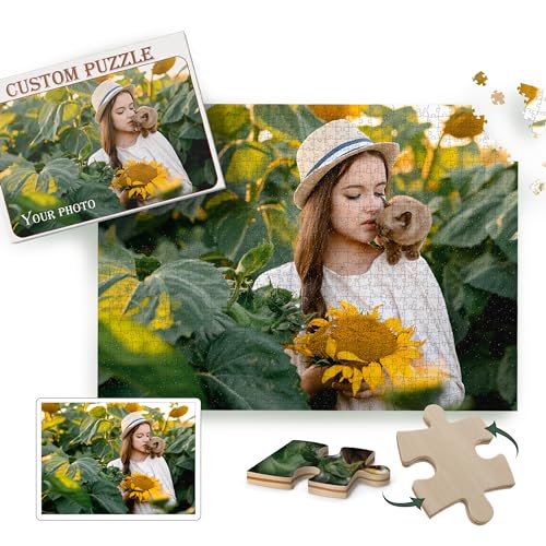 Personalisierte Holzpuzzle mit Eigenem Foto - 300/500/1000/1500 Teile, Fotopuzzle - Benutzerdefiniertes Geschenk mit Box, Hochwertige und Anspruchsvolle Puzzles für Erwachsene von Yihariye