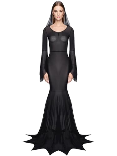 Yihuimin Damen Gothic Kleid Halloween Teufels Hexen Cosplay Set Transparent Mesh Vampirkleid Langarm Mittelalterliches Kleid Fasching Kostüm Schwarz XXL Yihuimin Damen Gothic Kleid Halloween Teufels Hexen Cosplay Set Transparent Mesh Vampirkleid Langarm Mittelalterliches Kleid Fasching Kostüm Schwarz XXL von Yihuimin