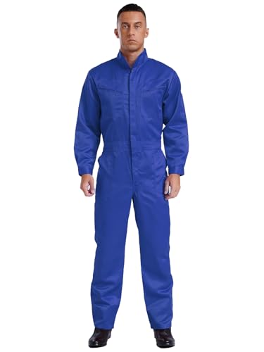 Yihuimin Herren Arbeitsoverall Baumwolle Overalls Bodysuit Langarn Ganzanzug Arbeit Uniformen Ganzkörper Jumpsuit Königsblau S von Yihuimin