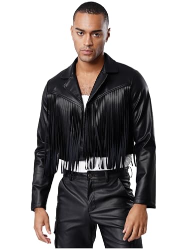 Yihuimin Western Cowboy Kostüm Herren Leder Bikerjacket Mit Fransen Kunstleder Crop Tops Offene Cardigan Halloween Karneval Kostüm Nachtclubs Schwarz XXL Yihuimin Western Cowboy Kostüm Herren Leder Bikerjacket Mit Fransen Kunstleder Crop Tops Offene Cardigan Halloween Karneval Kostüm Nachtclubs Schwarz XXL von Yihuimin