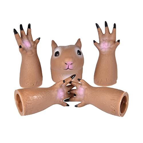 Yiida Fingerpuppen Gummi - Tierische Fingerpuppen für Kinder - Realistisches Eichhörnchen-Fingerspielzeug - Süße Eichhörnchen-Handfingerpuppe für Kindertagsgeschenk (5er Pack) von Yiida