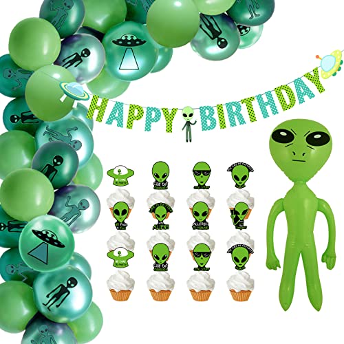 Alien Geburtstag Deko Geburtstagsdeko (Ballons+Banner+Kuchendeko) von YiiiGoood