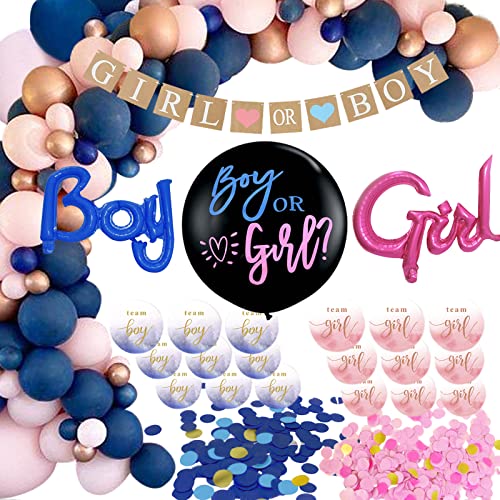 Babyparty Deko Gender Reveal Party Boy or Girl Konfetti Ballons Deko Luftballons Set Geschlecht Offenbaren Mädchen oder Junge Baby Shower Dekoration von YiiiGoood