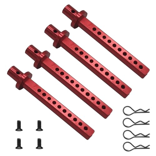 4er-Pack Aluminium Legierung RC Auto Karosseriehalterungen mit Clips für AXIAL SCX10 1/10 RC Rock Crawler Optionsteile (Rot) von YijiaLink