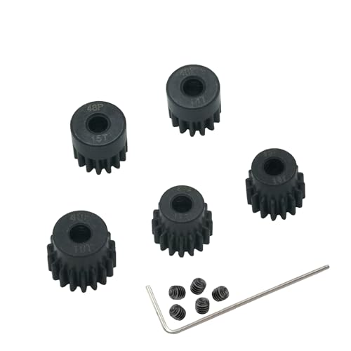 YijiaLink 5-Pack Stahl 48P Ritzelsätze 14T 15T 16T 17T 18T mit Schrauben für 3.175mm (1/8-Zoll) Welle 1/10 RC Car Brushless Brush Motor von YijiaLink