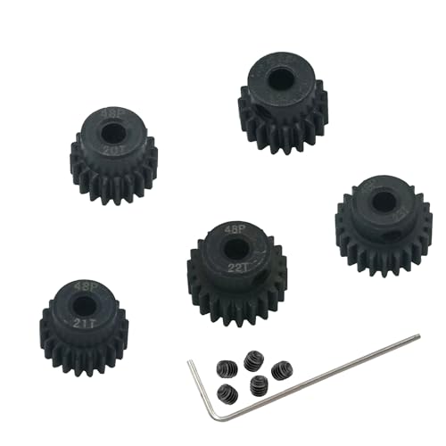 YijiaLink 5-Pack Stahl 48P Ritzelsätze 19T 20T 21T 22T 23T mit Schrauben für 3.175mm (1/8-Zoll) Welle 1/10 RC Car Brushless Brush Motor von YijiaLink