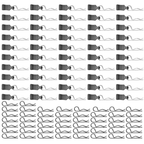 YijiaLink 50-Stücke Universelle RC Karosserie Clips RC R-Typ Pins mit Kunststoff Pull Tabs Kompatibel mit Allen 1/16 1/18 RC Fahrzeugen Truck Buggy Rohbau-Ersatzteilen von YijiaLink