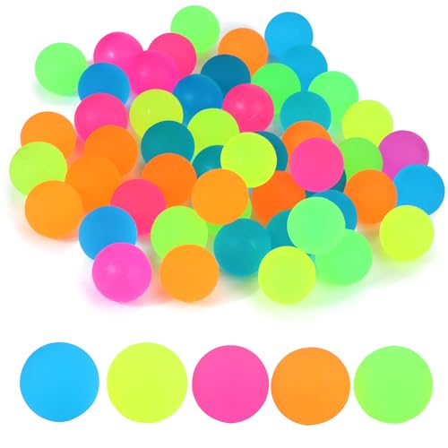 YiliYa 50 Stück Flummis, leuchtflummi 24mm Flummies für Kinder Mitgebsel Kindergeburtstag Gastgeschenke Springball Gummiball Hüpfball give aways Mitbringsel Partygeschenke von YiliYa