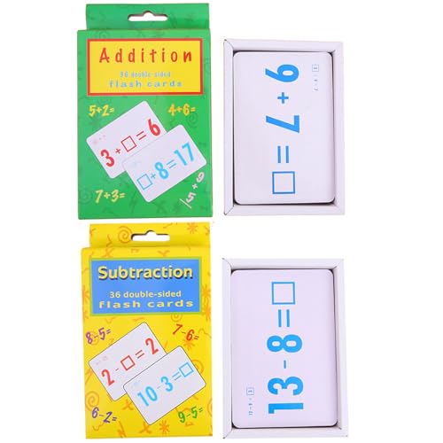 2pcs Multiplikation Flash -Karten Math Flash -Karten Puzzle Bildung Mathematik Karten für Kinder hinzufügen Subtrahienkarten für Kinder Selbstprüfung Klassenzimmer zu Hause, add + Subtrahieren von Yililay