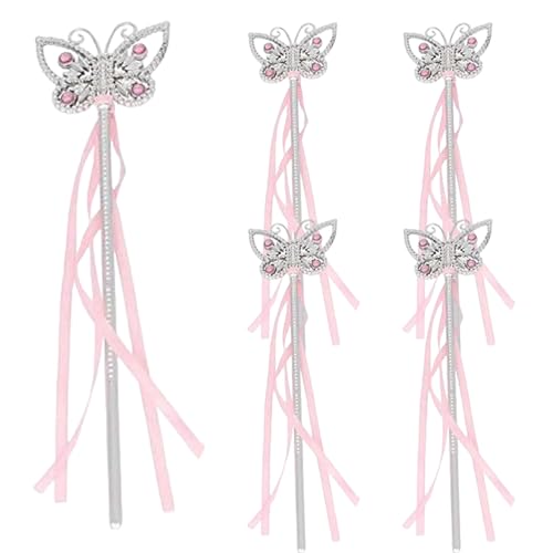 Yililay 5pcs 13 Zoll Prinzessin Scepter -Zauberstäbe mit Bändern, Schmetterling König Zepter Cosplay -Requisiten für Kostüm, Festzug, Hochzeit von Yililay