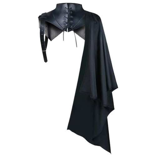 Yililay Schulterkap, mittelalterliches Kap, Steampunk Retro Gothic Schulter Cape mit Kragen, Vintage Cape Medieval Kostüm Männer für Kostüme, Rollenspiel, Bühnenkostüme von Yililay