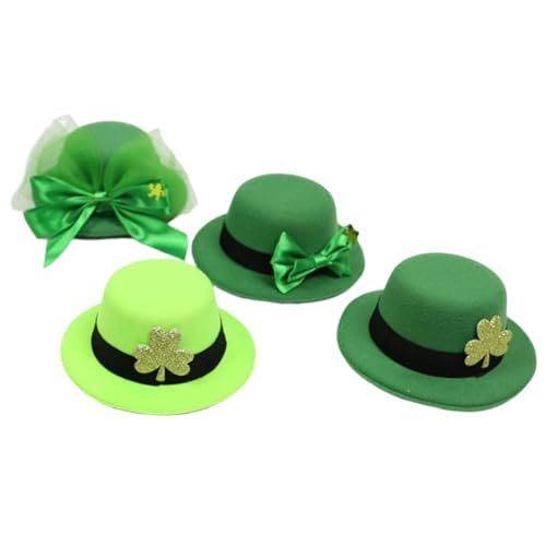 Yililay St. Patrick Day Kostüm, 5,3 x 2 Zoll Mini St Patricks Day Hut 4PCS Mini Green Top Hut St. Patrick Kostüm für Festival Haarzubehör von Yililay